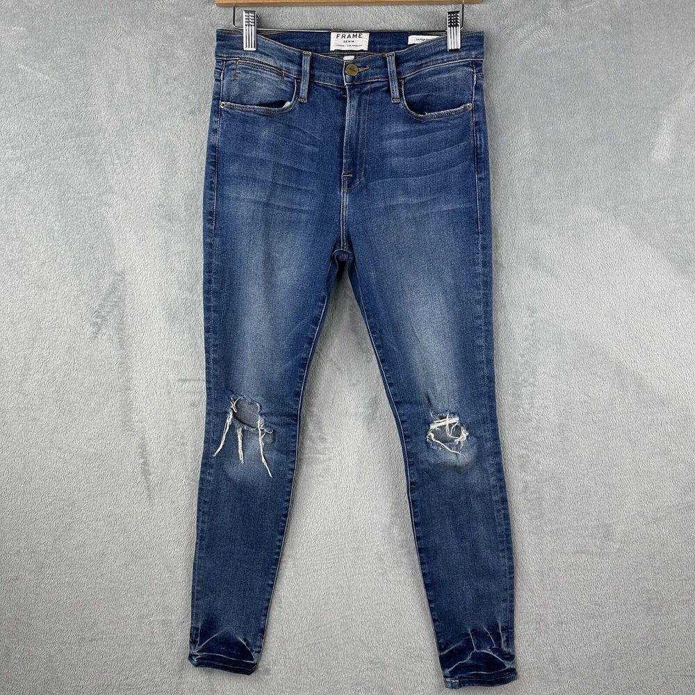 Frame Le High Skinny Jeans Women's 28‎ (28x27.5) Blue stretch Denim